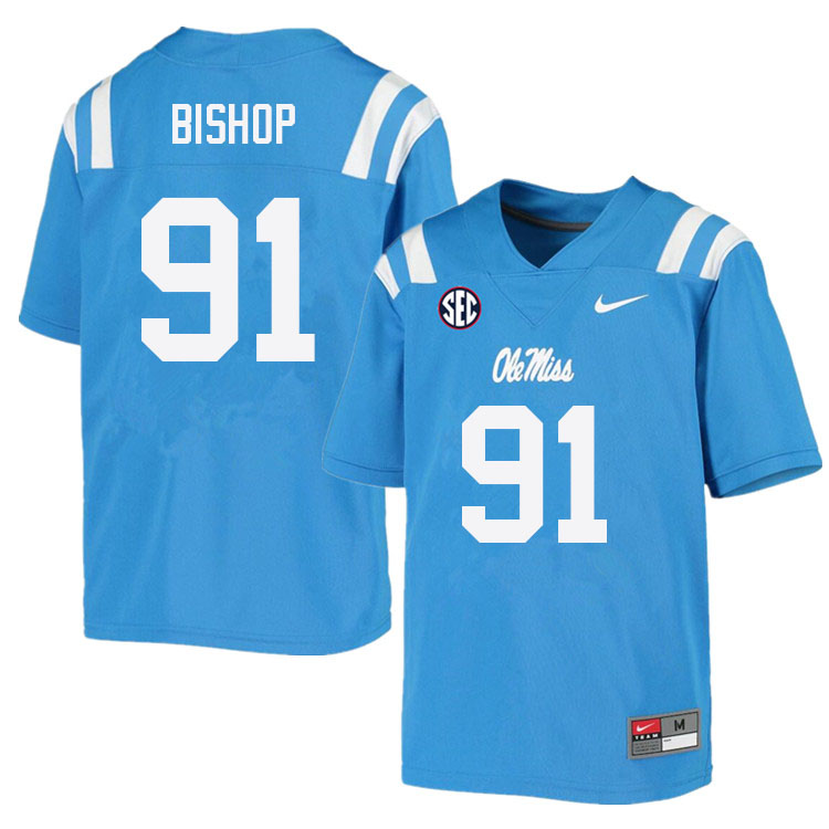 Aubrey Bishop Ole Miss Rebels NCAA Men's Powder Blue #91 Stitched Limited College Football Jersey BZG4058DM